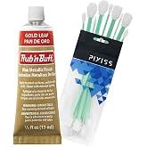 Rub and Buff FinishWax Metallic Gold Leaf, 0.5-Fluid Ounce, Pixiss Blending and Application Tools for Applying Metallic Wax Paint