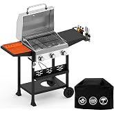 3-Burner Propane Gas Grill, 36000 BTU for BBQ,Portable with Wheels&amp;Hood | Even&amp; powerful heat distribution with independent control,folding side tables,sturdy construction,wheels &amp; grease management.