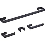 4-teiliges Badezimmer-Set Aus Edelstahl – Handtuchhalter, -ring, -haken & Toilettenpapierhalter, Gebürstete Oberfläche