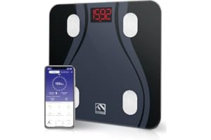 FITINDEX Smart Bluetooth Body Fat Scale with Upgraded App, High Precision Bathroom Scales Digital Weight and Body Fat Body Composition Monitor, 396lb/180kg, Black