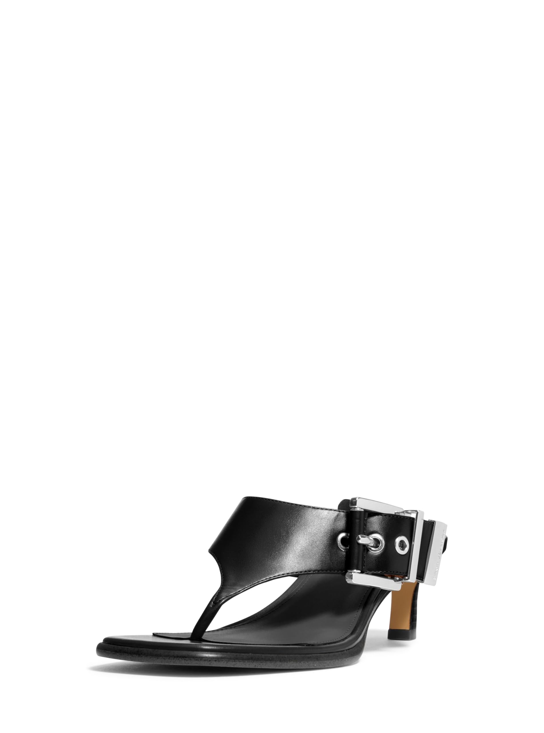 Michael Kors Women’s Rowen Heeled Thong Sandal, Vachetta Leather/Black, 8.5