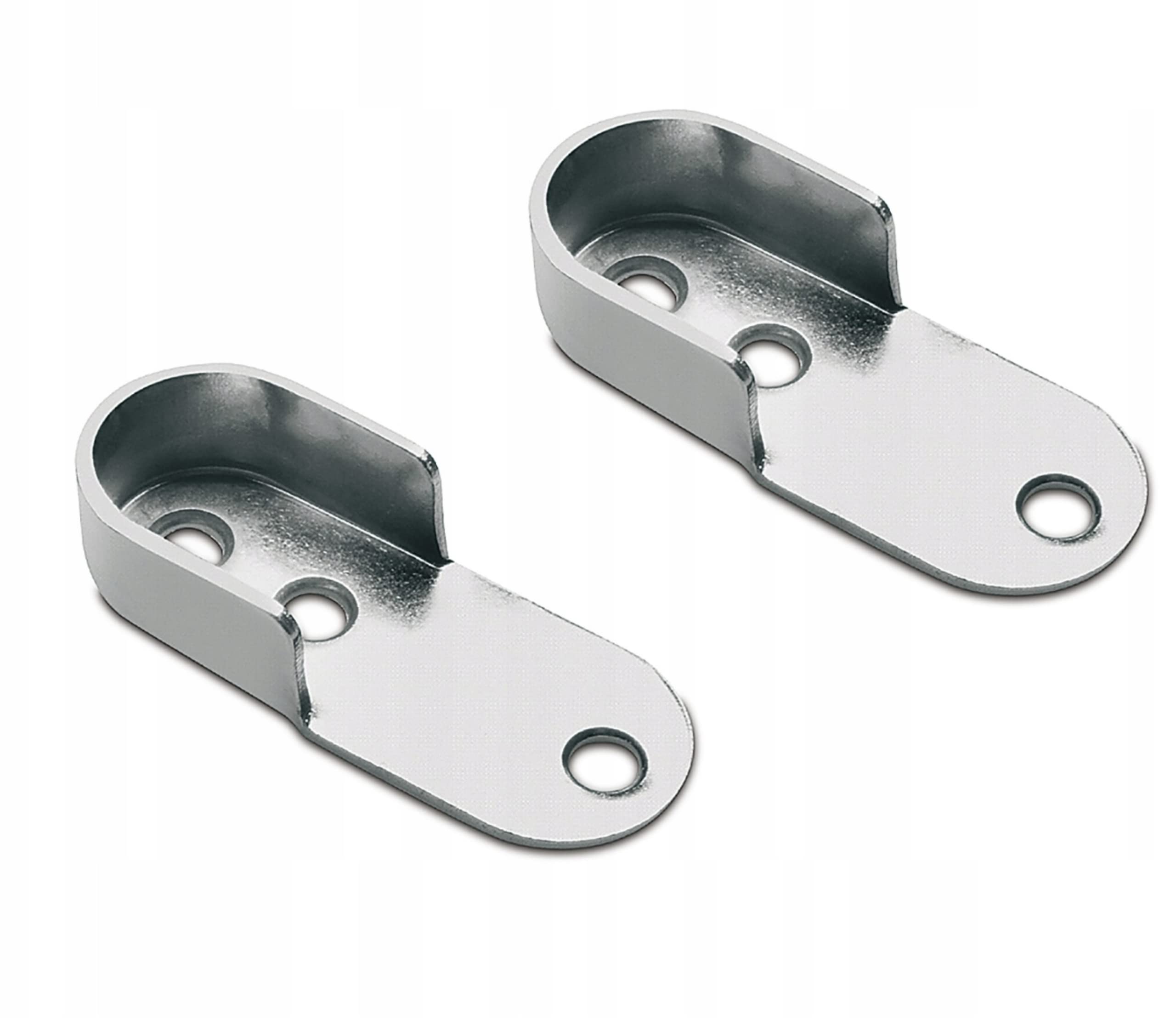 Oval Wardrobe Rail Polished Chrome Hanger Pole Closet, Hanging Rails and Fittings for Clothes (End Support)