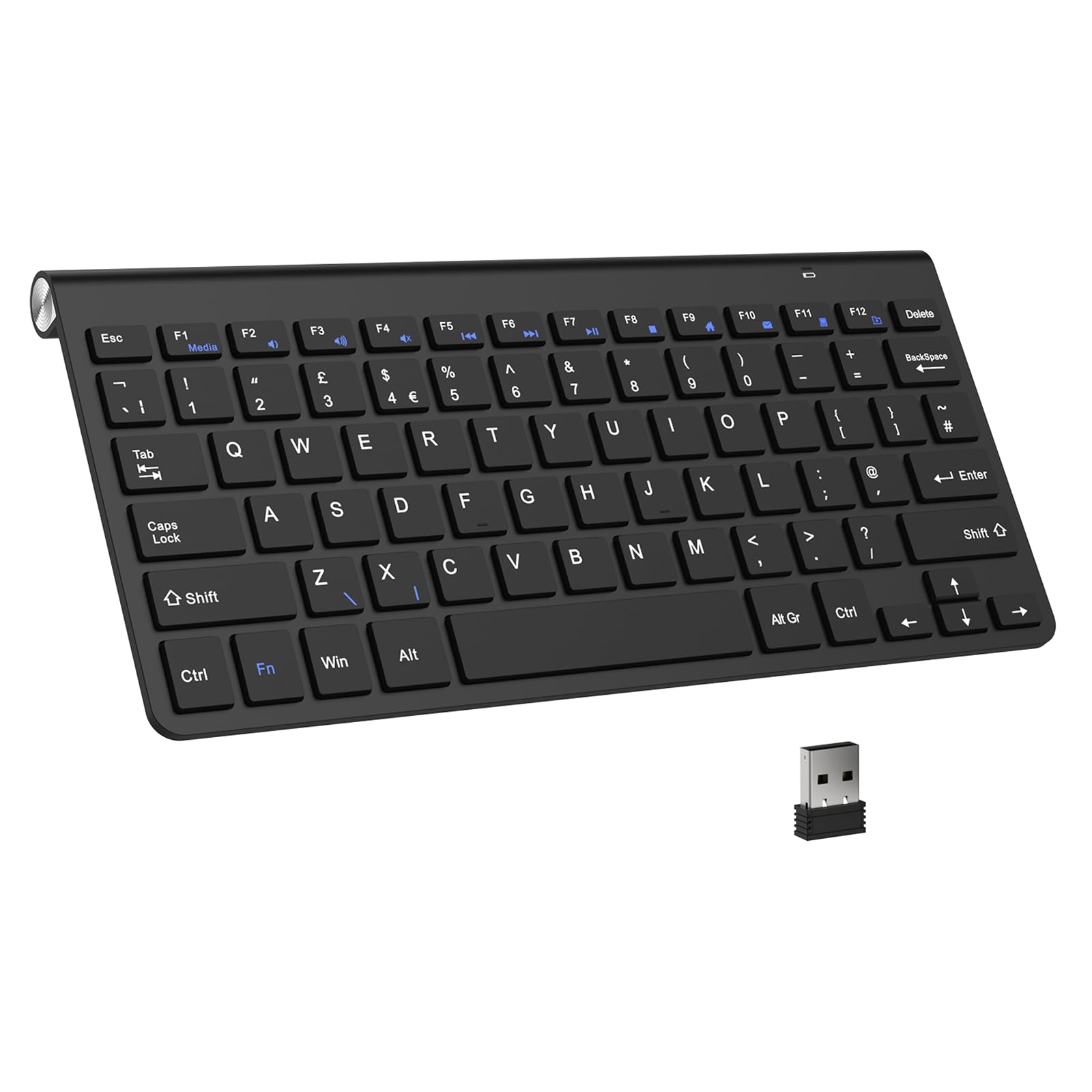 PINKCAT 2.4G Wireless Keyboard, Ultra Slim Ergonomic Compact Portable Keyboard with Media Hotkeys for Computer Desktop PC Laptop Surface Smart TV Notebook and Windows, Black