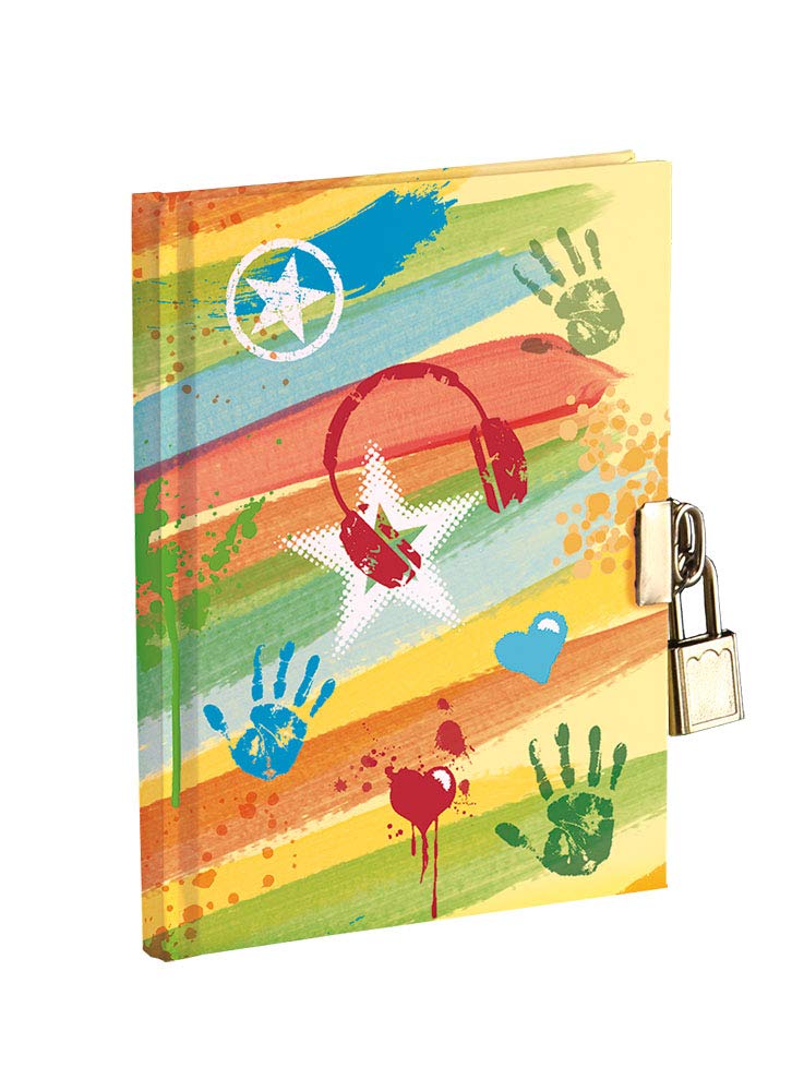 Secret Diary with Metal Lock and 2 Keys Dimensions 14.5 x 18 cm, 64 White FG Equivalent to 128 Pg A Special Diary for Boys a Friend to Write Friendships Thoughts Loves, Music