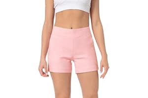 JAMfit Women's Chino Shorts - 4" Inseam, High Waisted, Elastic, Summer Casual Shorts with 2 Front Pockets