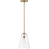 Hinkley Vance One Light Small Pendant, Customizable Height, Ideal with Vintage Filament Bulb, Heritage Brass w/Clear Seedy Gl