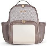 Itzy Ritzy Mini Diaper Bag Backpack – Chic, Compact Mini Plus Backpack with Changing Pad, 10 Pockets (6 Internal, 4 External), Grab-Top Handle & Rubber Feet (Vanilla Latte)