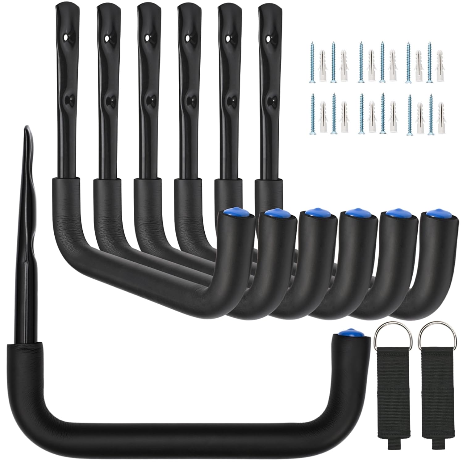 Locawaya Heavy Duty Garage Storage Hooks, Wall Mount Garage Hanger & Organizer, 24cm Storage Hooks for Garden Tools, Ladders, Bikes, Bulky Items, 6 Pack