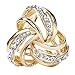 Seven And Eight S&E Women's Elegant Three Ring Diamante Metallic Silk Scarves Clip Fashionable Scarf Ring Chiffon Buckle (Gold)