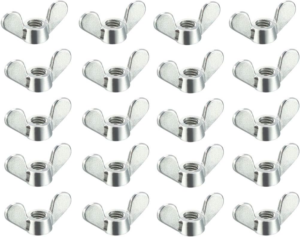 sourcing map M5 Wing Nuts Zinc Plated Fasteners Parts Screws Cymbals Butterfly Nut Silver Tone 20pcs