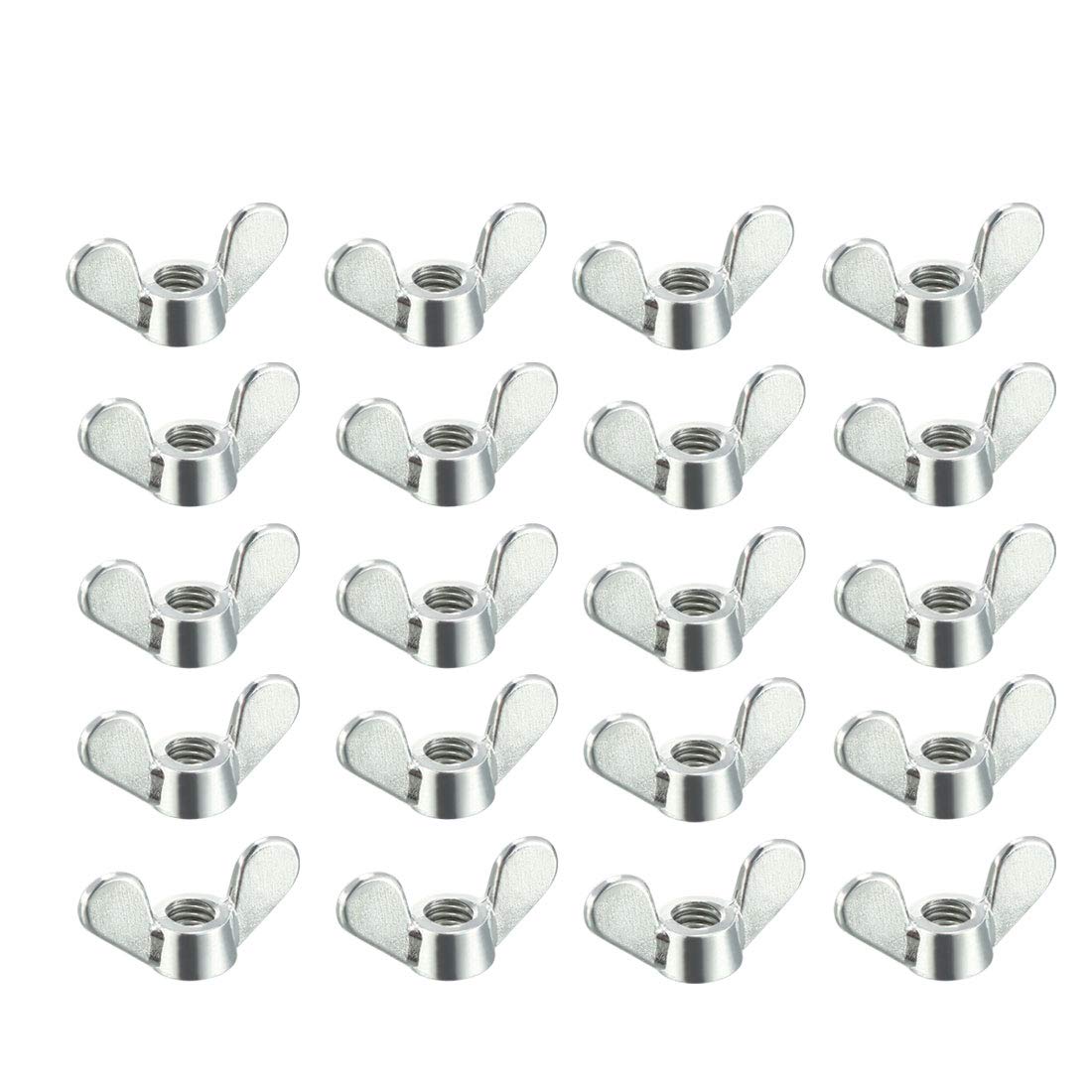 sourcing map M5 Wing Nuts Zinc Plated Fasteners Parts Screws Cymbals Butterfly Nut Silver Tone 20pcs