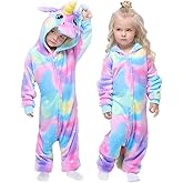 Easuit Rainbow Unicorn Onesie Pajamas Animal Costume Halloween Cosplay for Kids