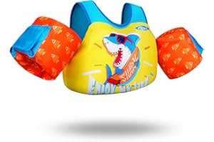 AEOCOO Toddler Swim Vest for 2,3-5,6,7 Years, Puddle Floaties Jumper 20,30-50,60 Pounds, Premium Kids Floaties for Pool - Upgrade Design with Shoulder Harness Arm Wings for Boys, Girls