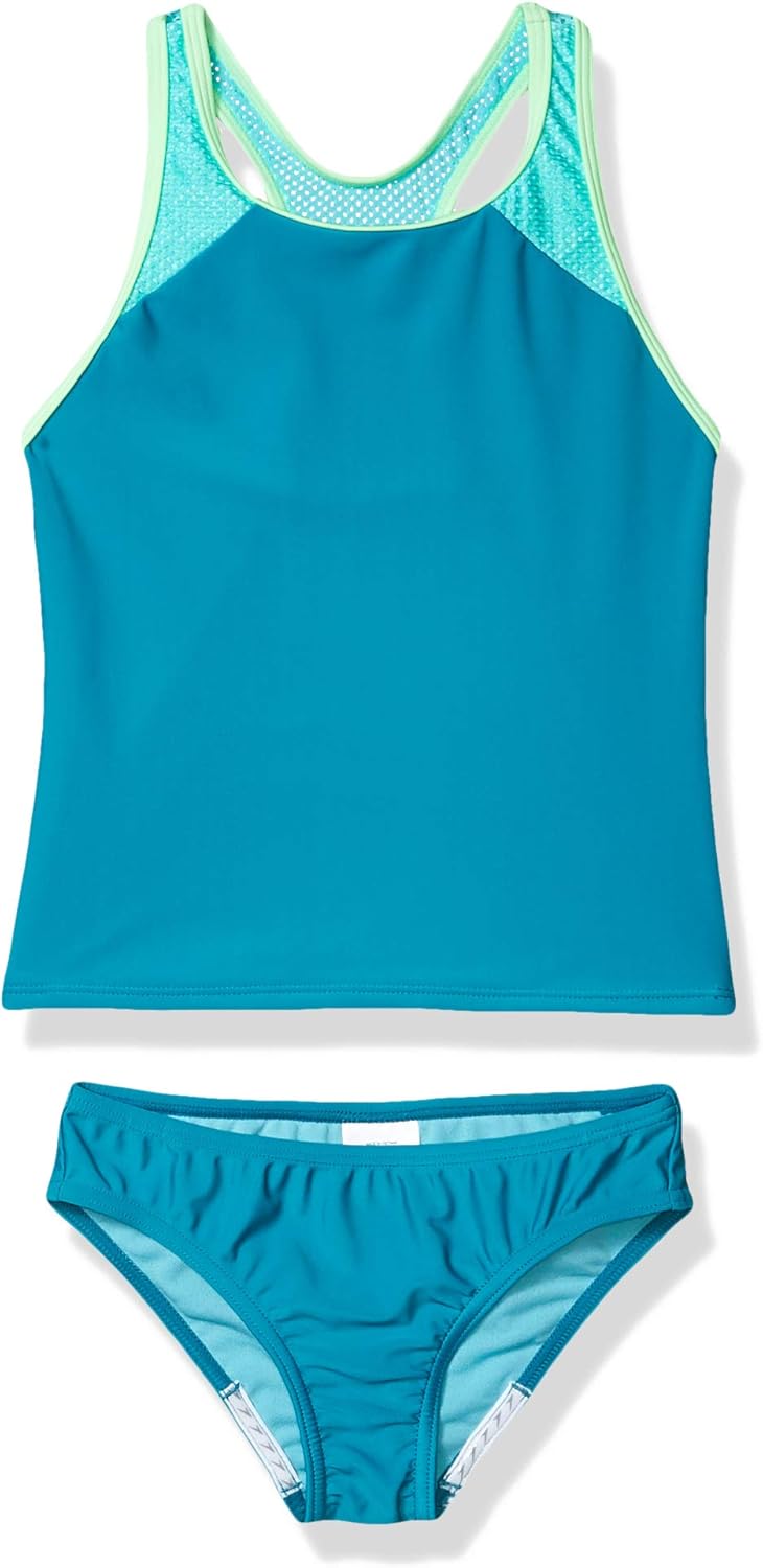 Speedo Girl's Swimsuit Two Piece Tankini Mesh Thick Strap Amazon.co.uk Sports & Outdoors