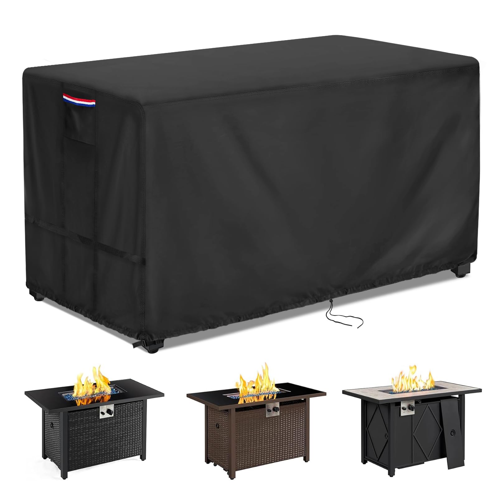 Photo 1 of Youlvy Fire Pit Cover Rectangular 42 Inch - Waterproof Outdoor Fire Table Cover Rectangle Heavy Duty, 600D Patio Propane Gas Firepit Cover Rectangular Tear Weather Resistant - 42 x 30 x 24 Inch