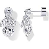 PAVOI 14K Gold Plated Dangle Flat Back Earrings for Women, CZ Stud Piercing | Hypoallergenic Earrings with 925 Sterling Silver Posts, Helix &amp; Cartilage Screw Back Earrings with Cubic Zirconia