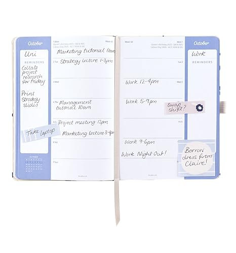 Busy B 2018-19 Mid Year Busy Life Diary - A5 Week to View Agenda Planner with Pockets and Dual schedules