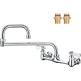 iVIGA Commercial Sink Folding Faucet with 18" Swivel Jointed Spout, Dual Handles Wall Mount Kitchen Pot Filler Faucet 8" Center, with Double Joint Swing Arms for Restaurant Sink