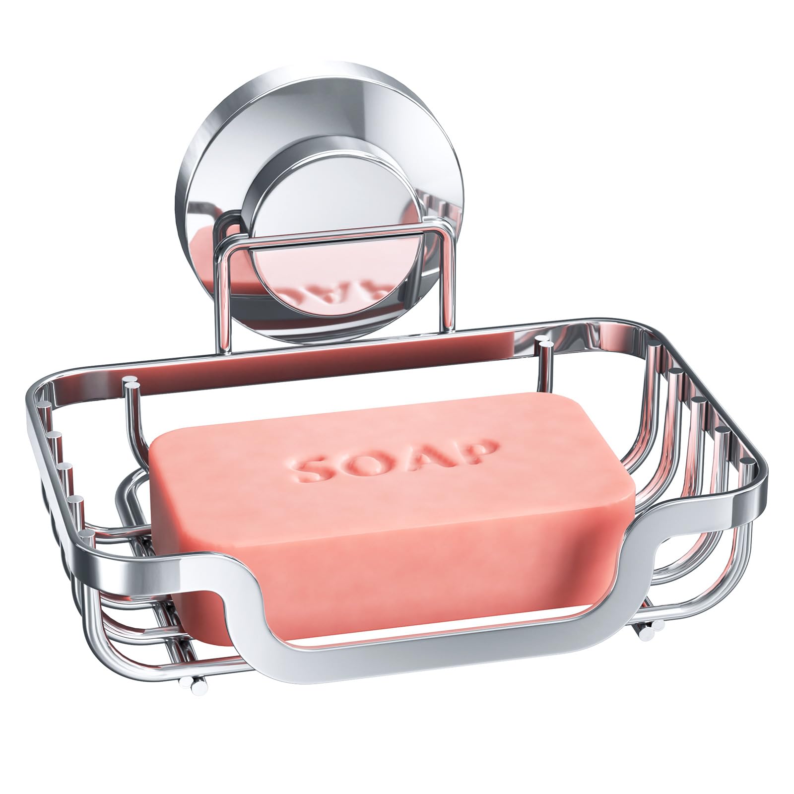 TAILI Suction Soap Dish for Shower, Max Hold 5 KG Soap Holder Shower for Bathroom, Wall Mount Sponge Tray, Removable, Metal Bathtub Organizer, Drill-Free Sink Holder, Stainless Steel, Silver