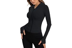 Beftwo Women Bbl Jackets with Hood Compression Workout Tops Lined or Unlined Lightweight Yoga Gym Jacket with Thumb Hole