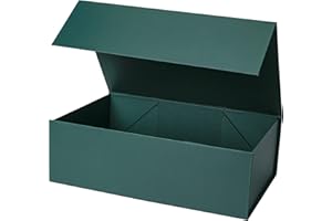 WRAPAHOLIC 1 Pcs 13.8x7.9x4.7 Inches Forest Green Gift Box with lids - Collapsible Gift Box with Magnetic Closure and 2 Pcs White Tissue Paper, Perfect for Birthday, Party, Holiday, Wedding