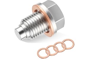 JUSTTOP M14 x 1.5 Magnetic Oil Drain Plug,Magnetic Stainless Steel Oil Pan Drain Nut Bolt with 5 PCS Washer Gasket,Fits for Ford GM Honda Hyundai KIA,Motorcycles,Boats