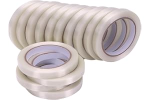 nicestrong 1/2 inch Mono Filament Strapping Tape, Heavy Duty Reinforced Filament Tape, Clear Fiberglass Reinforced Packing, (