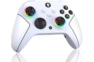 YUYIU Wireless 2.4GHz Controller with 7 Colors RGB Light for Xbox Controller, Xbox One Series X|S,Consoles,Steam PC Windows, with 1000mAh Battery/Dual Vib-ration/Turbo/Programmable, 3.5mm Audio Jack (Snow White)
