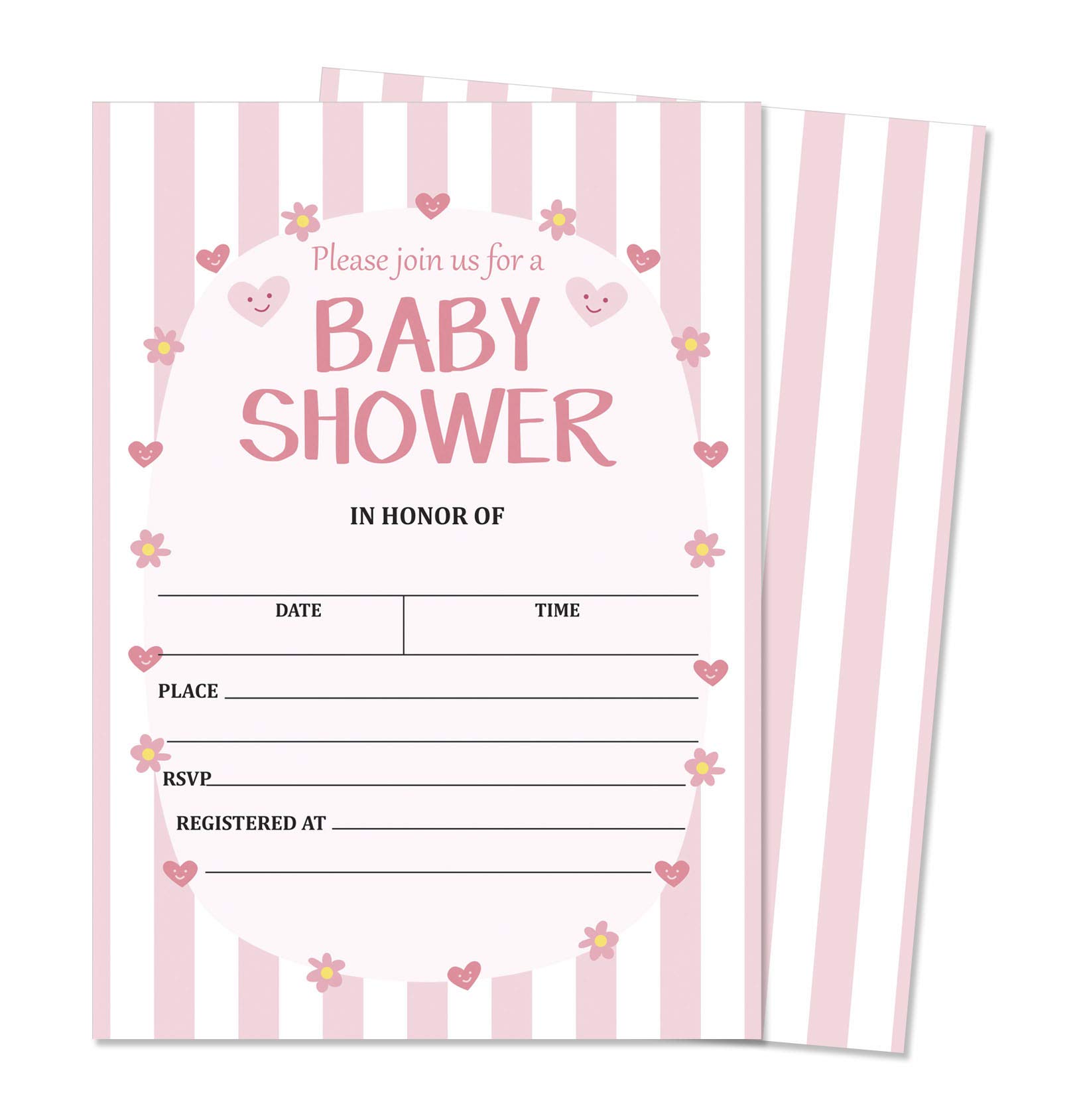 Inkdotpot 30 Gender Neutral Baby Shower Invitation Cards Stripe Fill In Blank Invites