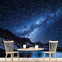 Wall Mural Stars and Moon in Night Sky Removable Self-Adhesive Wallpaper Wall Decoration for Bedroom Living Room - 66x96 inches