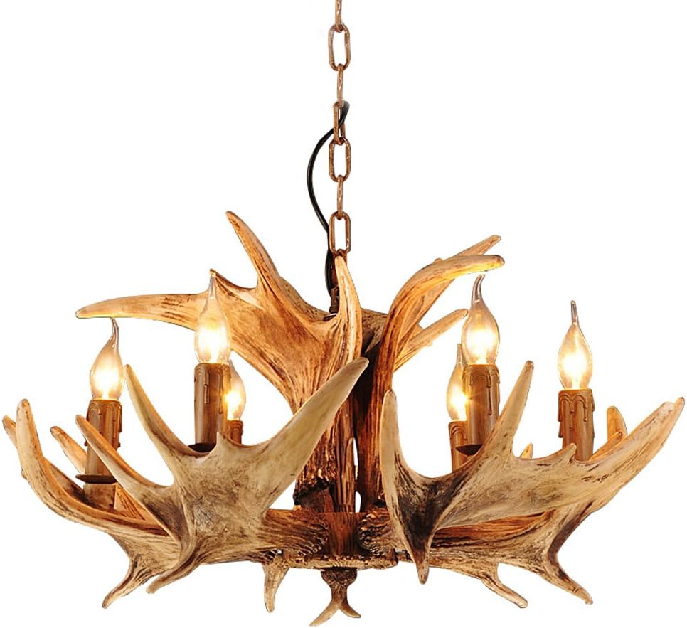 6 Head-American Country Antler Chandelier Living Room Dining Room Resin Chandelier bar Mediterranean Antlers European Creative Chandeliers