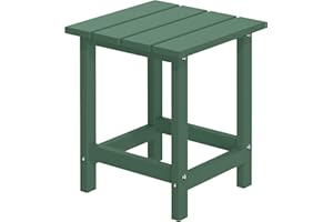 MUCHENGHY Adirondack Outdoor Side Table, 14.7" Patio Side Table Weather Resistant, HDPE Outdoor End Tables for Patio, Green