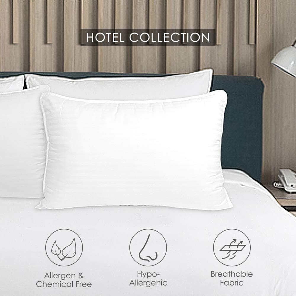 COZSINOOR Cozy Dream Series Hotel Quality Pillows for Sleeping [Set of Two] Premium Plush Fiber, 100% Breathable Cotton Cover Skin-Friendly (Queen Size): Home & Kitchen
