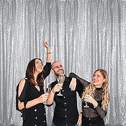 Sugargirl Silver Sequin Backdrop Curtain 4 Panels