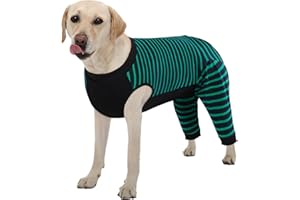 Kuoser Dog Recovery Suit, Anti Licking Dogs Rear Leg Sleeve, Abdominal Dog Surgical Suit with Pants Cover Protect Wounds, Dogs Elbow Protector Soft Pet Surgery Onesie Cone Alternative, Green XL