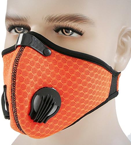 IUNIQEE Dust Mask Activated Carbon Dust-proof Mask Face Mask Filtration Exhaust Gas Anti Pollen Allergy PM 2.5 Dust Mask Filter for Running Cycling Skiing and other outdoor activities (Orange)