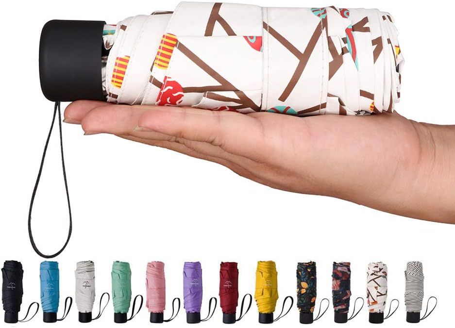 Mini Travel Compact Umbrella –Small Lightweight Folding Sun Umbrella with 95% UV Protection for Men & Women