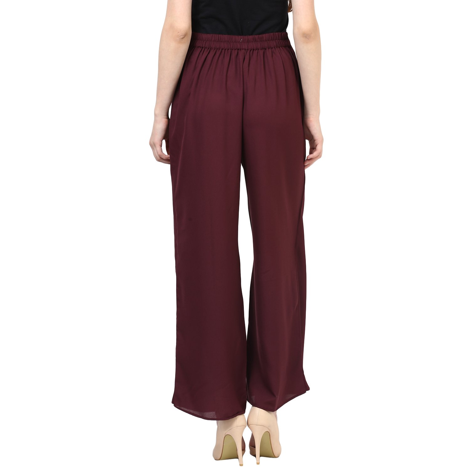 rare maroon palazzo relaxed fit trousers (ep1017a)