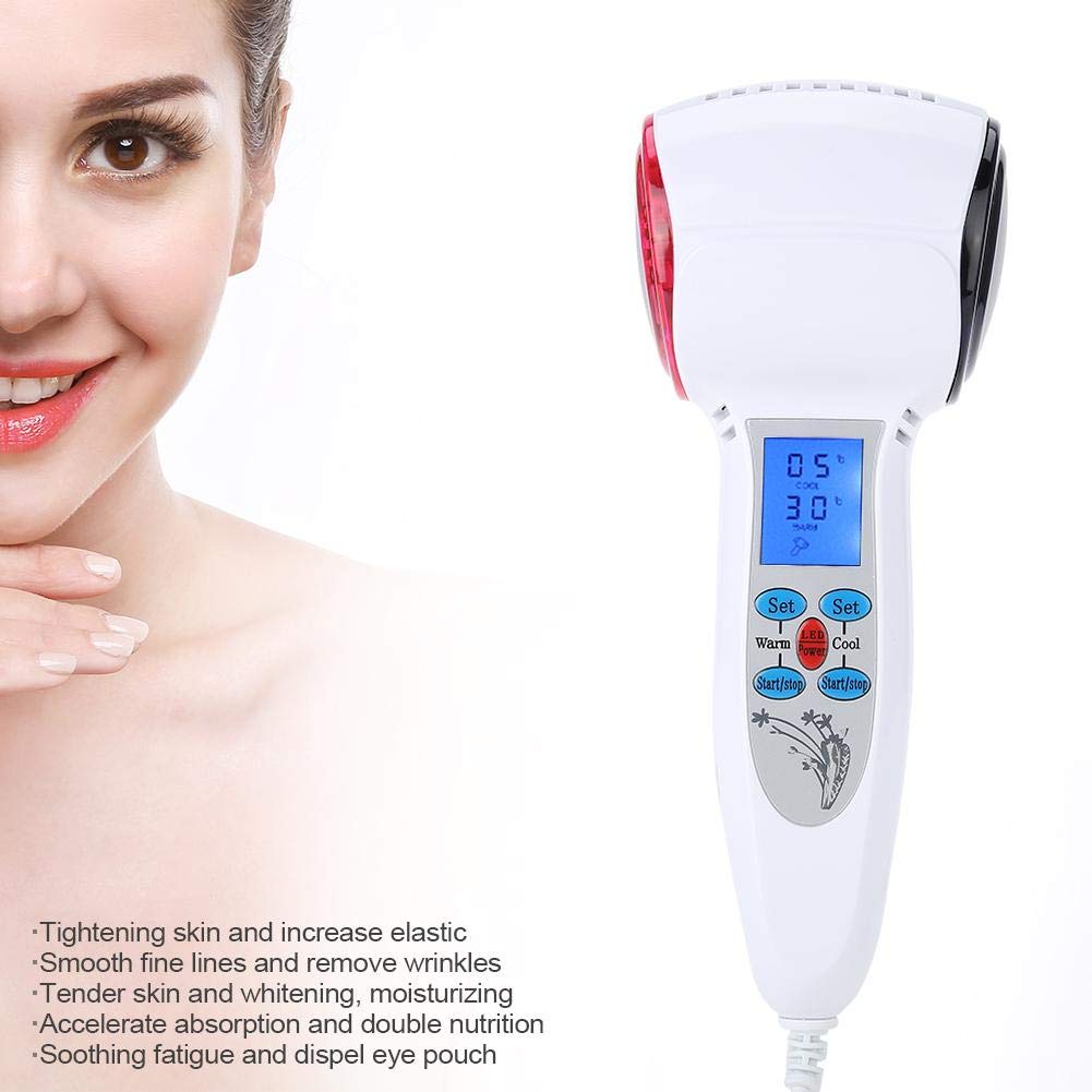 Skin Beauty Machine, Hot & Cold Hammer Massage for Facial Skin Beauty Machine for Skin Firming Wrinkles Lift Vibration, Cryotherapy Nutrition Lead-in Beauty Device(US): Beauty