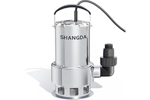 SHANGDA Portable Sump Pump 1.6 HP Submersible Water Draining Pump 5500 GPH Stainless Steel Electric Clean/Dirty Water Transfer Pumps with Adapters for Pool Hot Tub Pond Flood Basement Water Tank