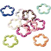 Craftdady 10pcs Flower Spring Gate Rings Circle Trigger Spring Ring Carabiner O Keychain Key Ring Snap Clips Buckle 27mm for Keychain Keys Bags Purses Handbag Spray Painted Alloy Clasps