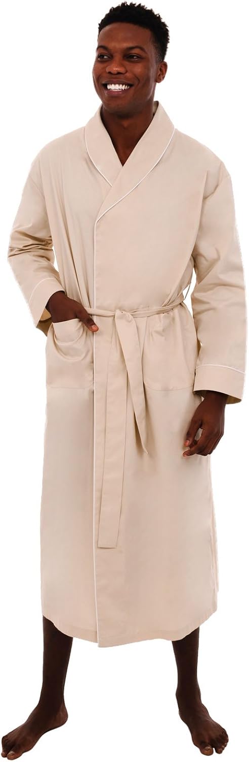 Alexander Del Rossa Mens Cotton Robe, Lightweight Woven Bathrobe at  Men’s Clothing store