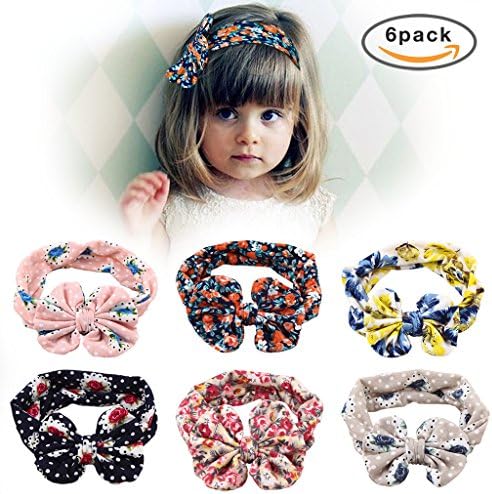 Baby Girl Headband with Bow, Toddler Girl Headband Hair Bands with Bowknot Multicolors, Pack of 6