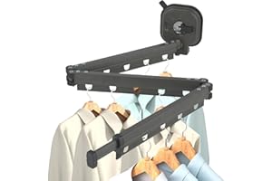 Wall Mounted Clothes Drying Rack, Folding and Collapsible Indoor Drying Rack Organizer, Retractable with Suction Cup, Space S