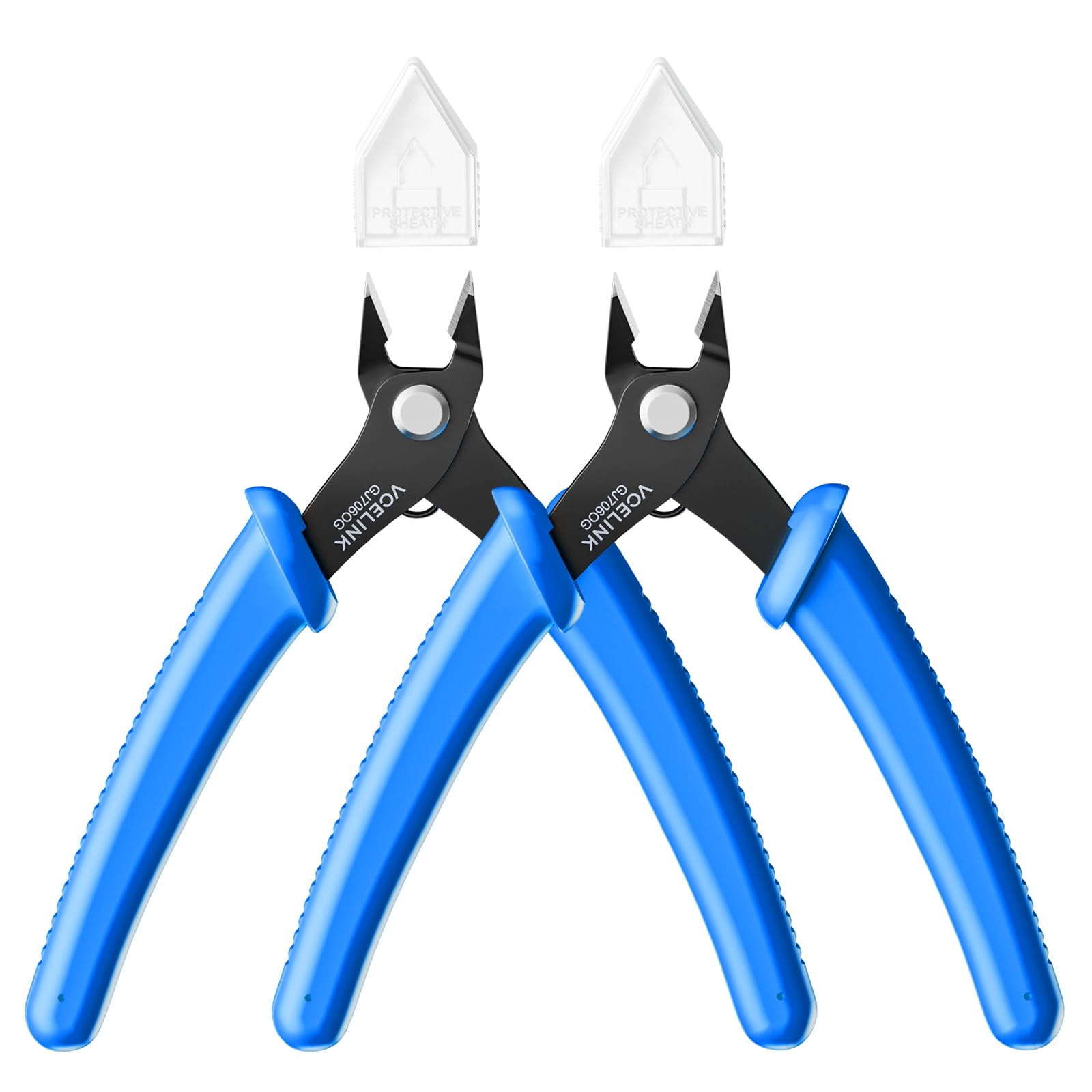 VCELINK Wire Cutters Small 5 Inch 2 Pack, Electrical Precision Flush Cutters Sharp Snips Ideal for Craft, Cable Tie, Jewellery Making, Model, 3D Printer, DIY Projects