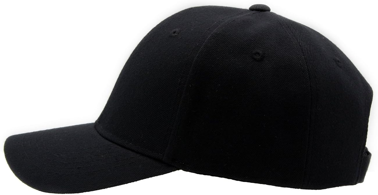 Baseball Cap Hat Men Women - Classic Adjustable Plain Blank, BLK: Clothing