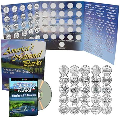 2010-2015 National Park Quarters Complete Date Set, First 30 America the Beautiful Coins with Deluxe Color Folder and Free DVD