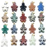 Zotoone 8pcs Natural Stone Pendant Rose Quartzs Agate Unakite villain Shape Charms For Making DIY Jewelry Necklace Bracelet Size 20×15mm