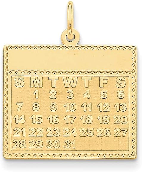 Amazon 14k Monday The First Day Calendar Pendant 26mm 22mm Style 