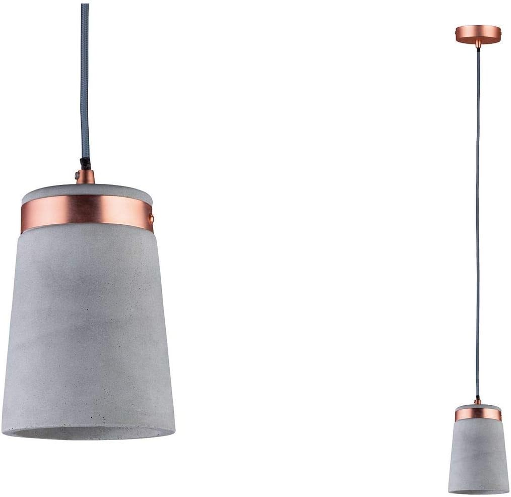 Paulmann 79617 Neordic Stig Pendant luminaire max. 1x20W Pendant lamp for E27 Lamps Ceiling lamp Grey/Copper matt 230V Concrete/Metal Without lamp